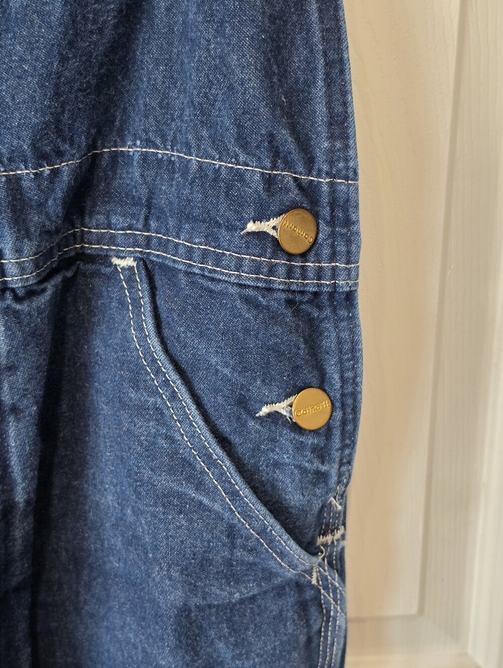 Vintage Carhartt Denim Overalls Dark Wash Men’s Size 32x32 Utility Bib - Picture 7 of 16